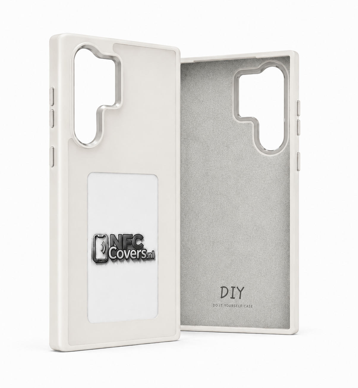 NFC E-Ink telefoonhoesje voor Samsung Galaxy in wit, voor- en binnenkant